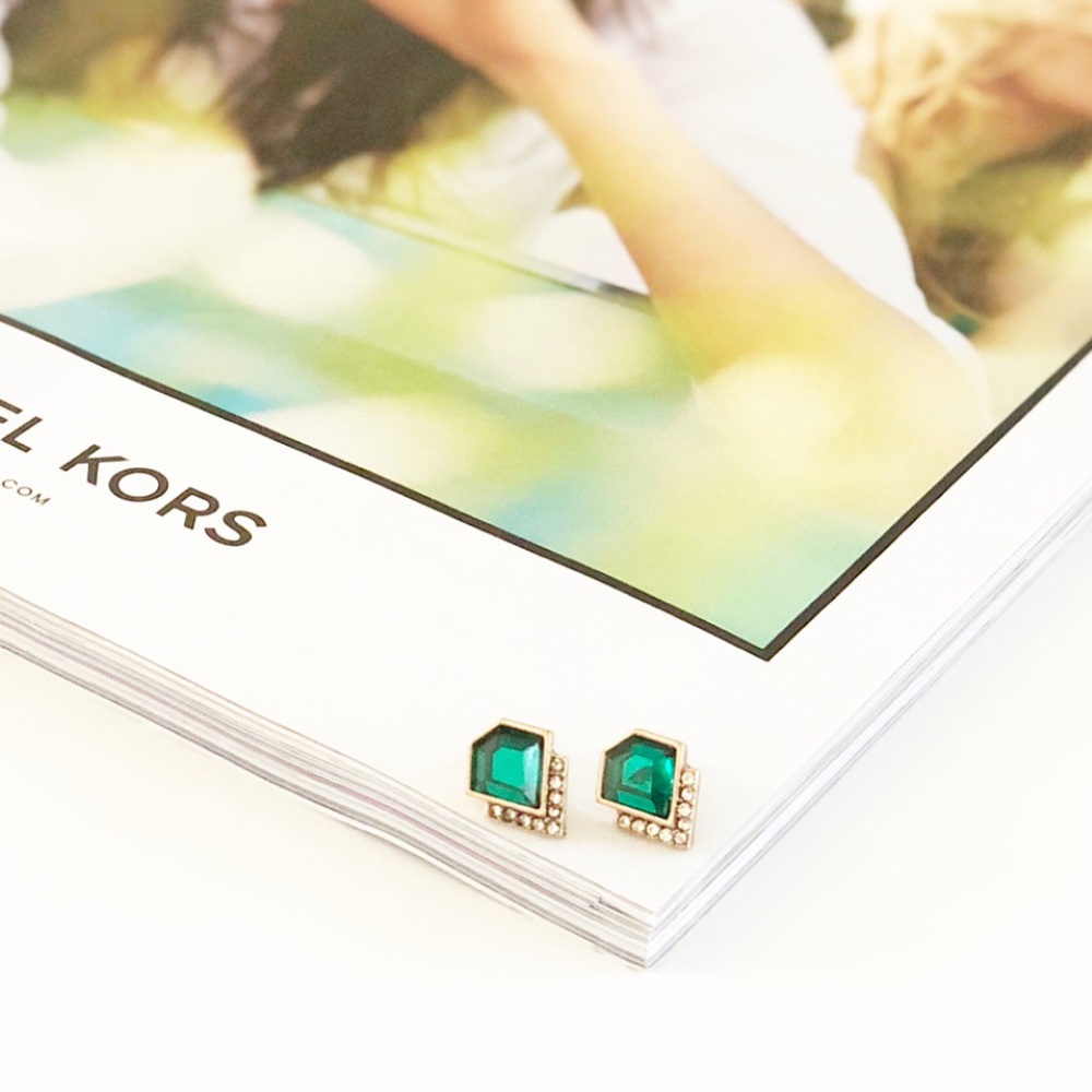Emerald Stud Crystal Earrings
